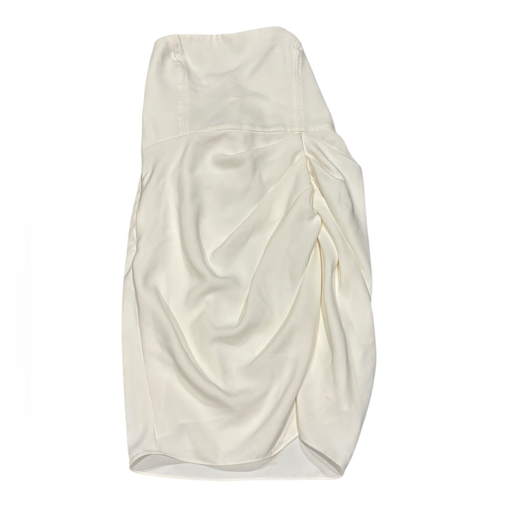 Amanda Uprichard Strapless Ruched Midi Dress White Medium Bridal graduation